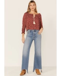 Wild Moss Women's Rust Floral Peasant Top -Western Chic Shop 2000365778 220 P4