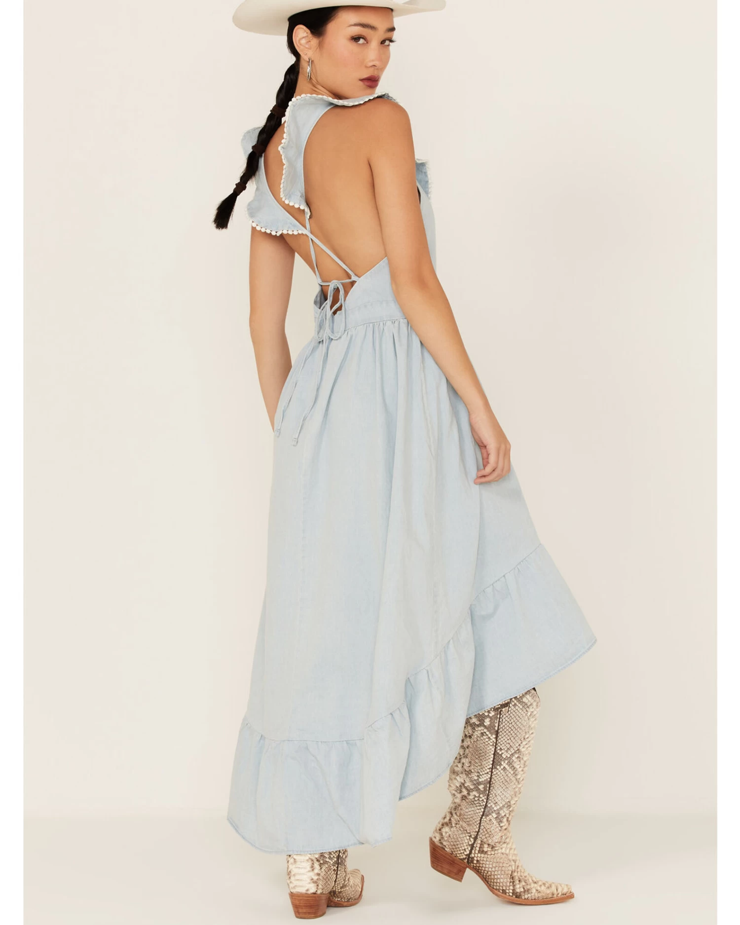 Molly Bracken Women's Ruffle Trim Cross Back Maxi Dress 4 Molly Bracken Women's Ruffle Trim Cross Back Maxi Dress - Image 4