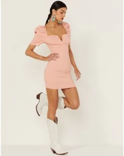 Flying Tomato Women's Bodycon Puff Sleeve Dress 7 Flying Tomato Women's Bodycon Puff Sleeve Dress -Western Chic Shop 2000365833 681 P4