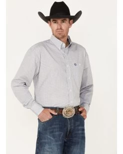 George Strait By Wrangler Men's Long Sleeve Button Down One Pocket Print Western Shirt