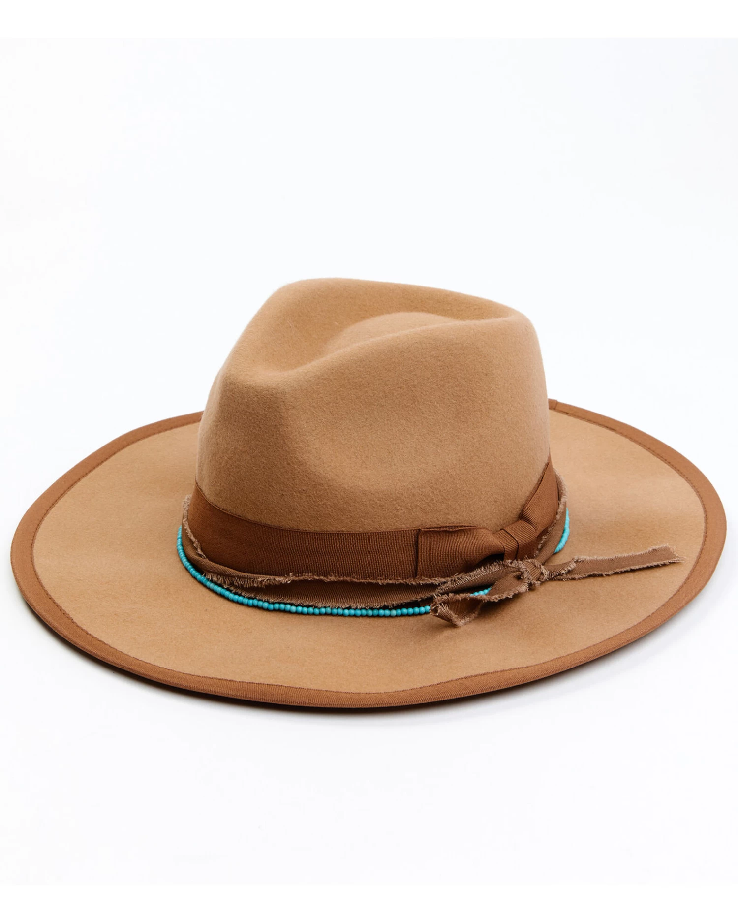 Shyanne Women's Rancher Tonal Ribbons & Turquoise Bead Fedora Hat 1 Shyanne Women's Rancher Tonal Ribbons & Turquoise Bead Fedora Hat