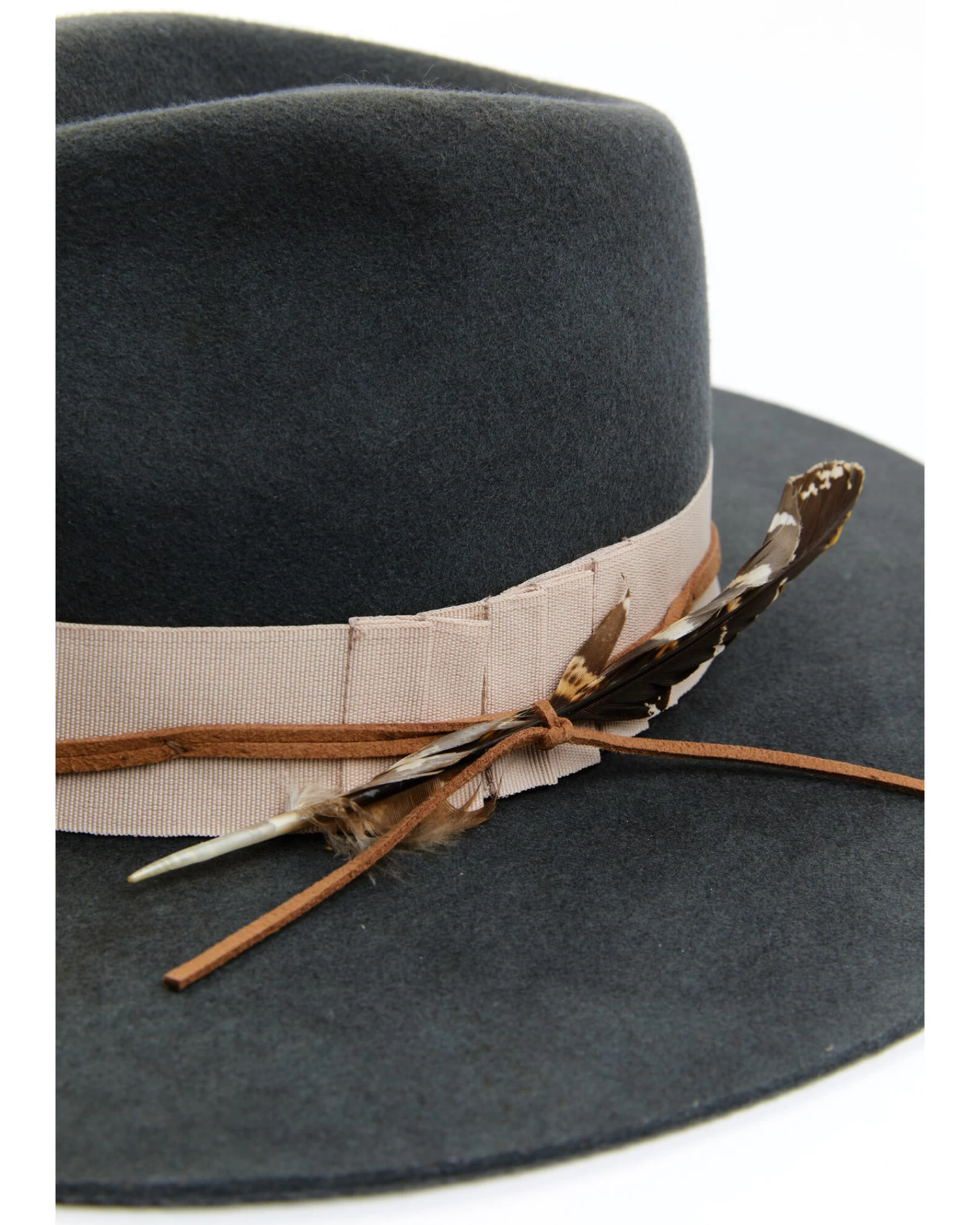 Shyanne Women's Pleated Ribbon & Feather Fedora Western Hat 2 Shyanne Women's Pleated Ribbon & Feather Fedora Western Hat - Image 2