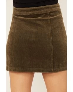 Wishlist Women's Olive Side Button Corduroy Mini Skirt 7 Wishlist Women's Olive Side Button Corduroy Mini Skirt -Western Chic Shop 2000366228 341 P4