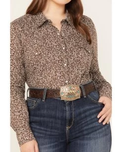 Roper Women's Floral Print Long Sleeve Pearl Snap Western Shirt - Plus -Western Chic Shop 2000366861 200 P3