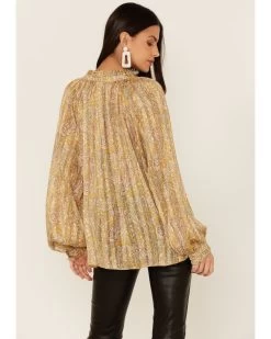 Revel Women's Paisley Print Long Sleeve Woven Chiffon Peasant Top   -Western Chic Shop 2000367245 710 P3