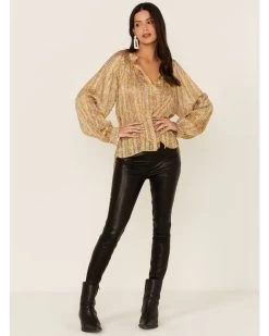 Revel Women's Paisley Print Long Sleeve Woven Chiffon Peasant Top   -Western Chic Shop 2000367245 710 P4