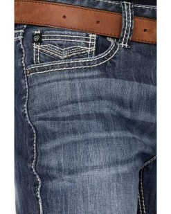 Rock & Roll Denim Men's Dark Wash Double Barrel Stretch Relaxed Straight Jeans  -Western Chic Shop 2000367642 201 P4