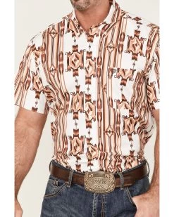 Rock & Roll Denim Men's Vertical Southwestern Stripe Short Sleeve Button Down Western Shirt  -Western Chic Shop 2000367865 101 P3