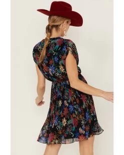 Molly Bracken Women's Floral Print Pleated Short Sleeve Dress -Western Chic Shop 2000368849 001 P3