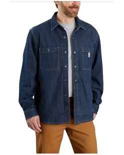 Carhartt Men's Relaxed Fit Denim Fleece Lined Snap-Front Shirt Jacket