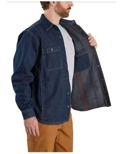 Carhartt Men's Relaxed Fit Denim Fleece Lined Snap-Front Shirt Jacket -Western Chic Shop 2000370127 400 P3