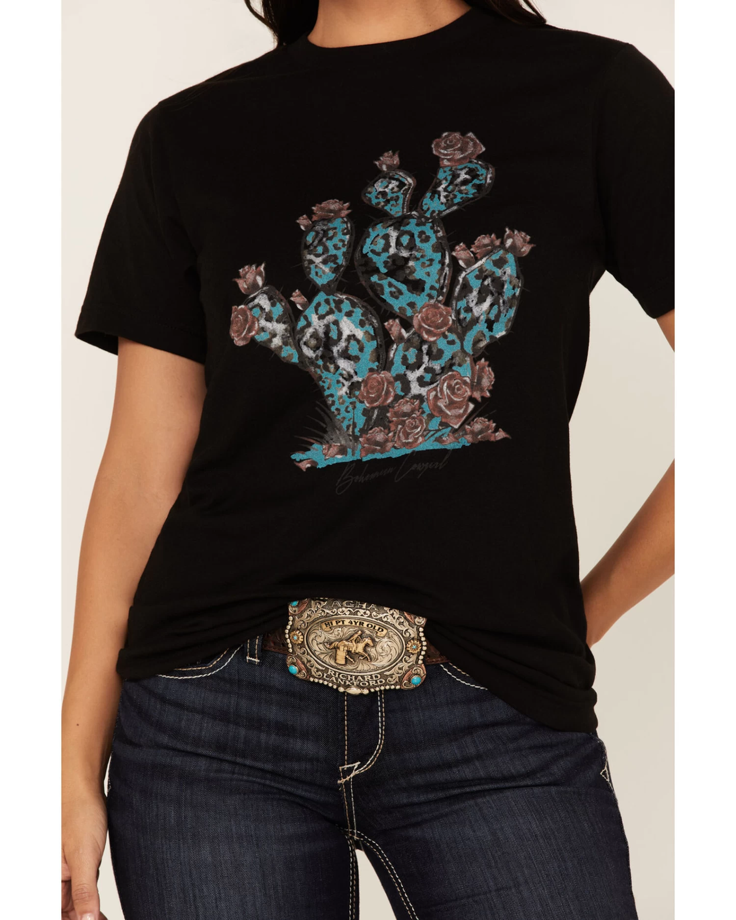 Bohemian Cowgirl Women's Leopard Print Cactus Graphic Tee 3 Bohemian Cowgirl Women's Leopard Print Cactus Graphic Tee - Image 3