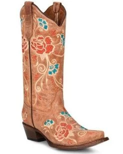Corral Women's Embroidered Floral Western Boots - Snip Toe