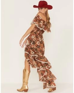 Shyanne Women's Floral Print Off-Shoulder Ruffle Maxi Dress -Western Chic Shop 2000372967 203 P4