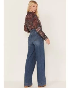 Shyanne Women's Medium Wash High Rise Belted Trouser Wide Jeans -Western Chic Shop 2000373379 414 P3