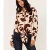 Idyllwind Women's Cow Print Tie Front Long Sleeve Western Shirt