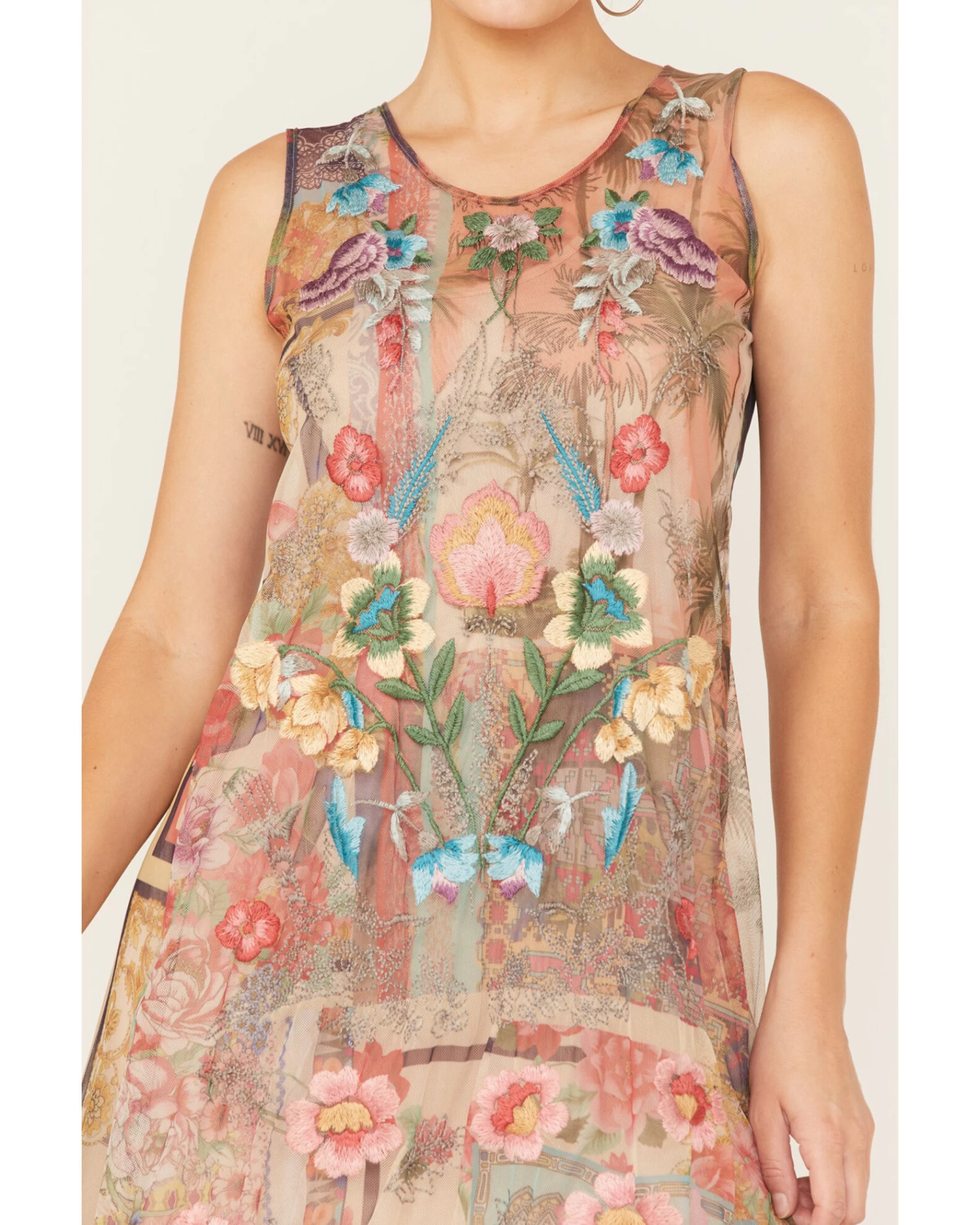 Johnny Was Women's Elisha Floral Print Mesh Slip Dress 2 Johnny Was Women's Elisha Floral Print Mesh Slip Dress - Image 2