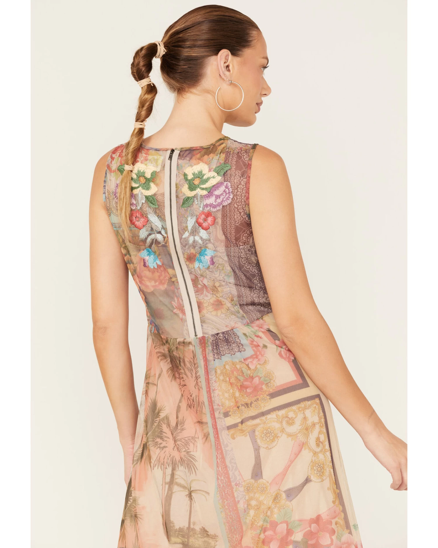 Johnny Was Women's Elisha Floral Print Mesh Slip Dress 4 Johnny Was Women's Elisha Floral Print Mesh Slip Dress - Image 4