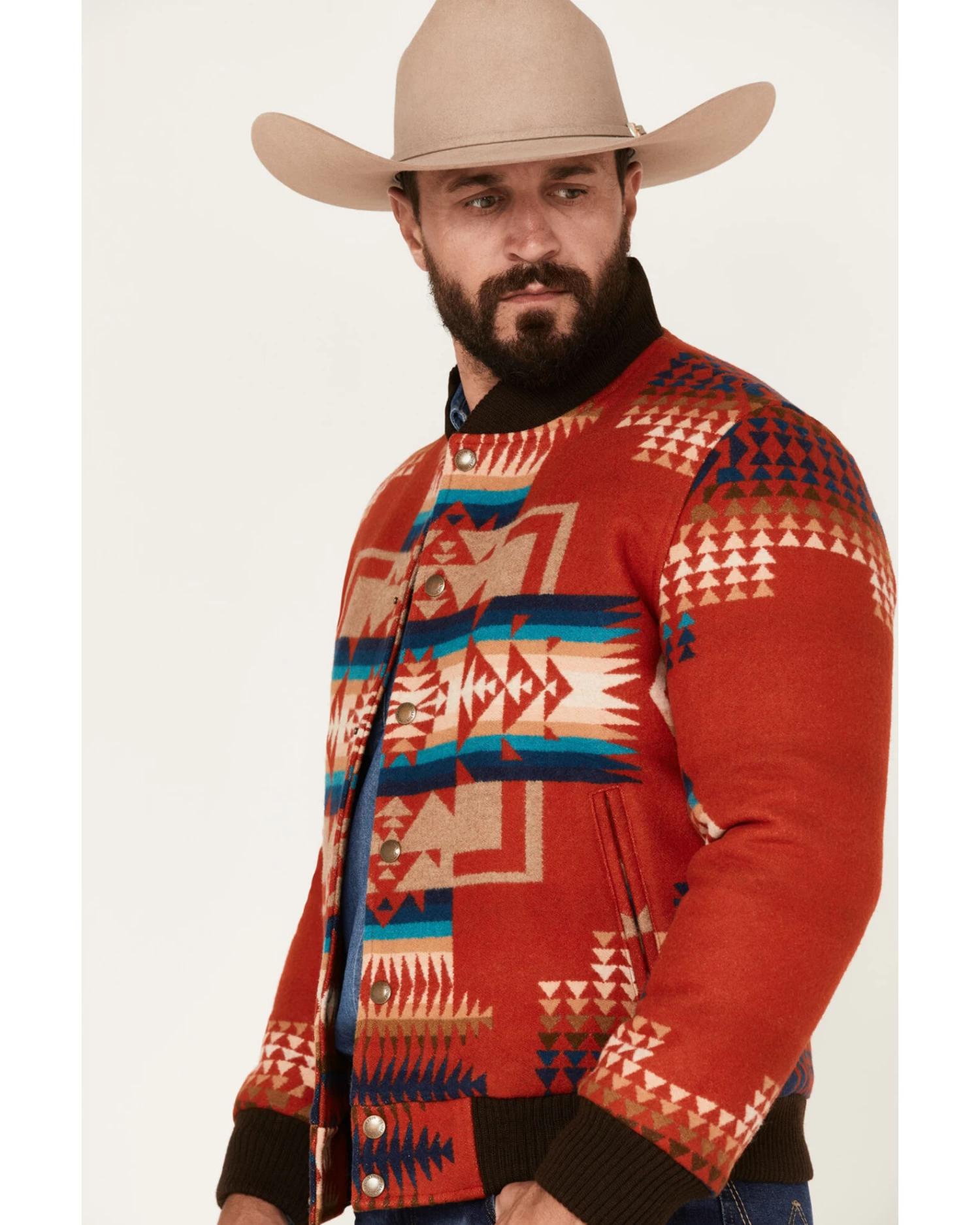 Pendleton Men's Gorge All-Over Print Quilted Snap Bomber Jacket 2 Pendleton Men's Gorge All-Over Print Quilted Snap Bomber Jacket - Image 2