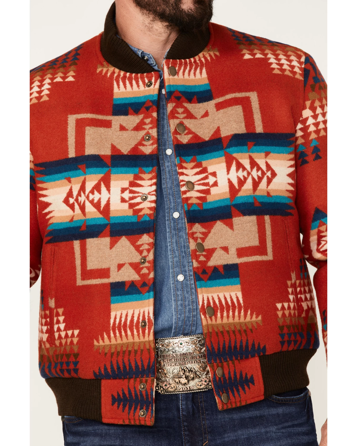 Pendleton Men's Gorge All-Over Print Quilted Snap Bomber Jacket 3 Pendleton Men's Gorge All-Over Print Quilted Snap Bomber Jacket - Image 3