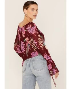 Free People Women's Floral Print Of Paradise Tie Front Crop Top -Western Chic Shop 2000374743 600 P4