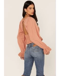 Free People Women's Megan Crochet Knit Peplum Puff Sleeve Top 7 Free People Women's Megan Crochet Knit Peplum Puff Sleeve Top -Western Chic Shop 2000374746 103 P4