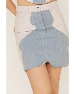 Understated Leather Women's Lil Mamma Scalloped Denim Leather Mini Skirt -Western Chic Shop 2000374928 400 P3