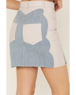 Understated Leather Women's Lil Mamma Scalloped Denim Leather Mini Skirt -Western Chic Shop 2000374928 400 P5