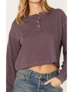 Cleo + Wolf Women's Boxy Boyfriend Long Sleeve Henley Shirt -Western Chic Shop 2000375737 560 P3