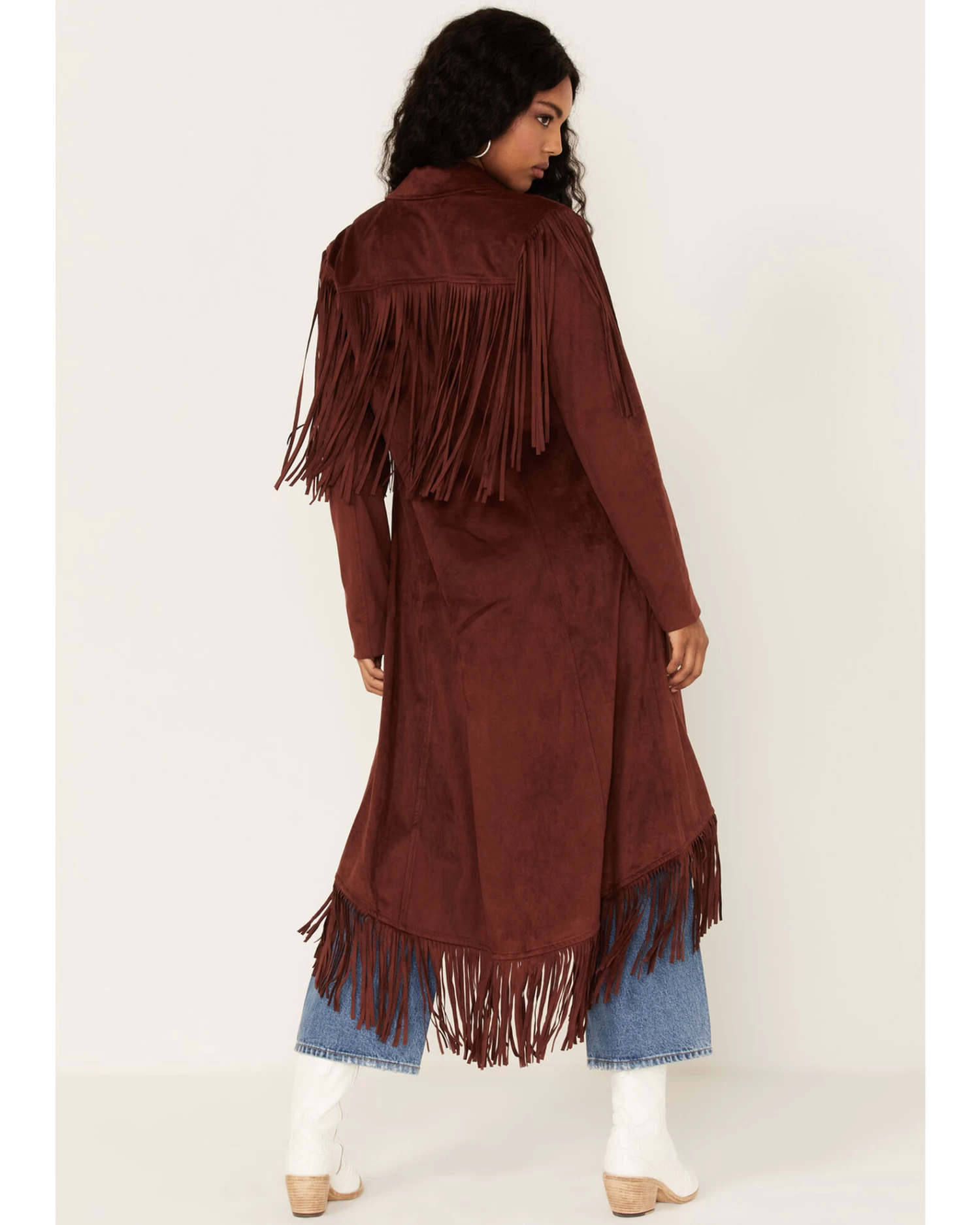 Shyanne Women's Fringe Faux Suede Trench Coat 4 Shyanne Women's Fringe Faux Suede Trench Coat - Image 4