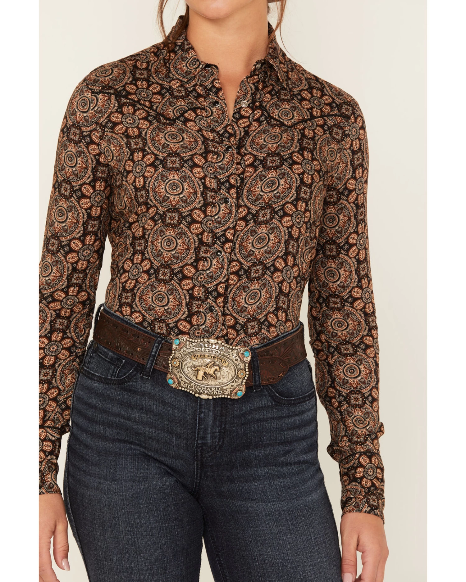 Stetson Women's Prairie Floral Print Long Sleeve Snap Western Shirt 3 Stetson Women's Prairie Floral Print Long Sleeve Snap Western Shirt - Image 3