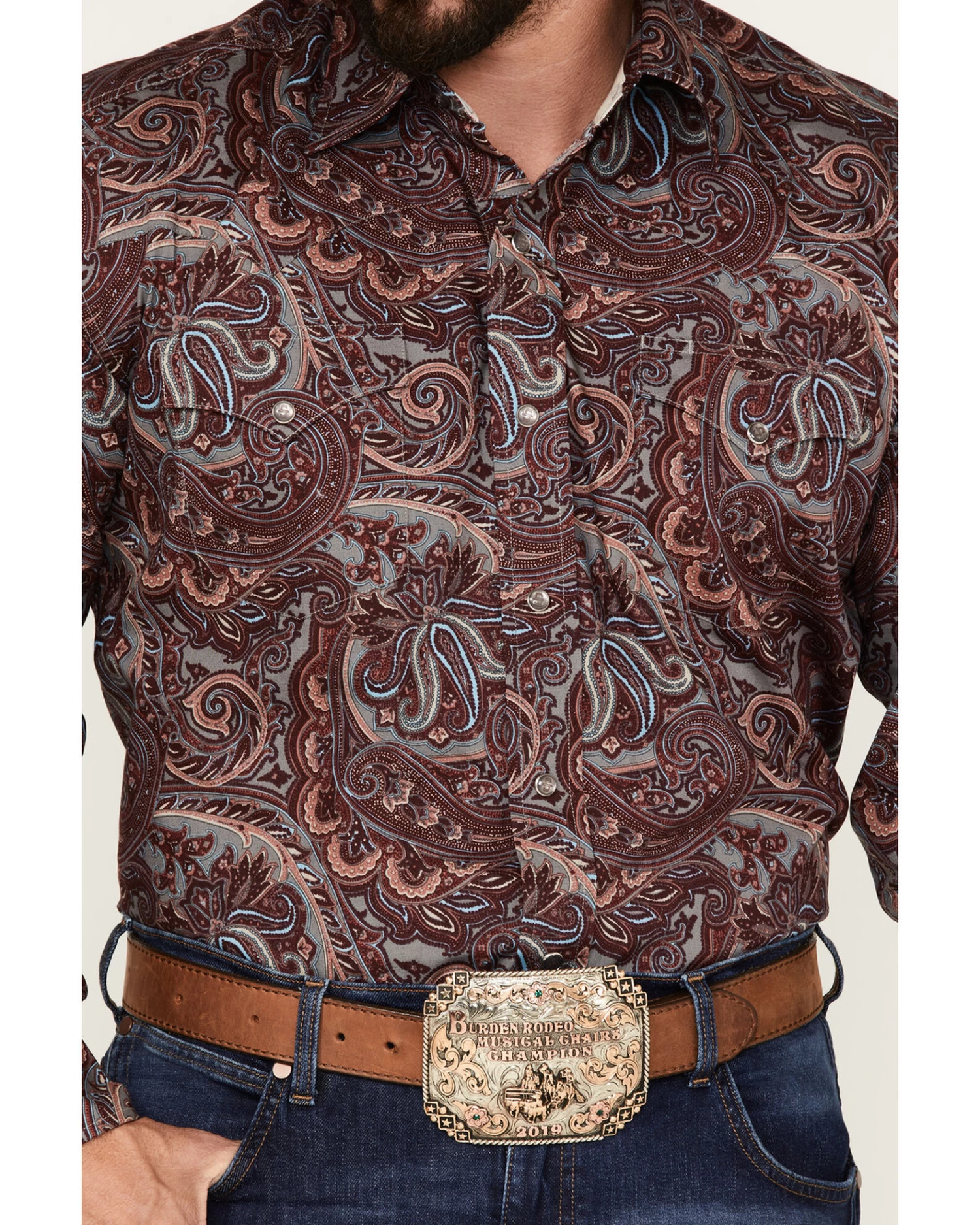 Stetson Men's Paisley Print Long Sleeve Western Shirt 3 Stetson Men's Paisley Print Long Sleeve Western Shirt - Image 3