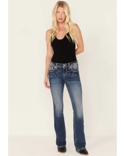 Miss Me Women's Medium Wash Mid Rise Embroidered Bootcut Jeans -Western Chic Shop 2000378769 401 P3
