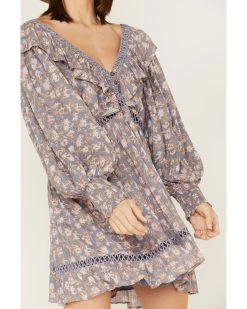 Jen's Pirate Booty Women's Floral Print Long Sleeve Wildflower Lasi Mini Dress -Western Chic Shop 2000379674 400 P3