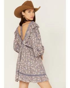 Jen's Pirate Booty Women's Floral Print Long Sleeve Wildflower Lasi Mini Dress -Western Chic Shop 2000379674 400 P4