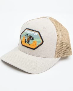 Cinch Men's Tan Hexagon Patch Trucker Cap
