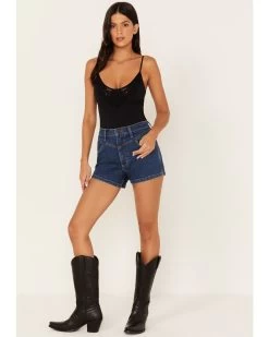 Wrangler Retro Women's Dark Wash High Rise Bareback Denim Shorts