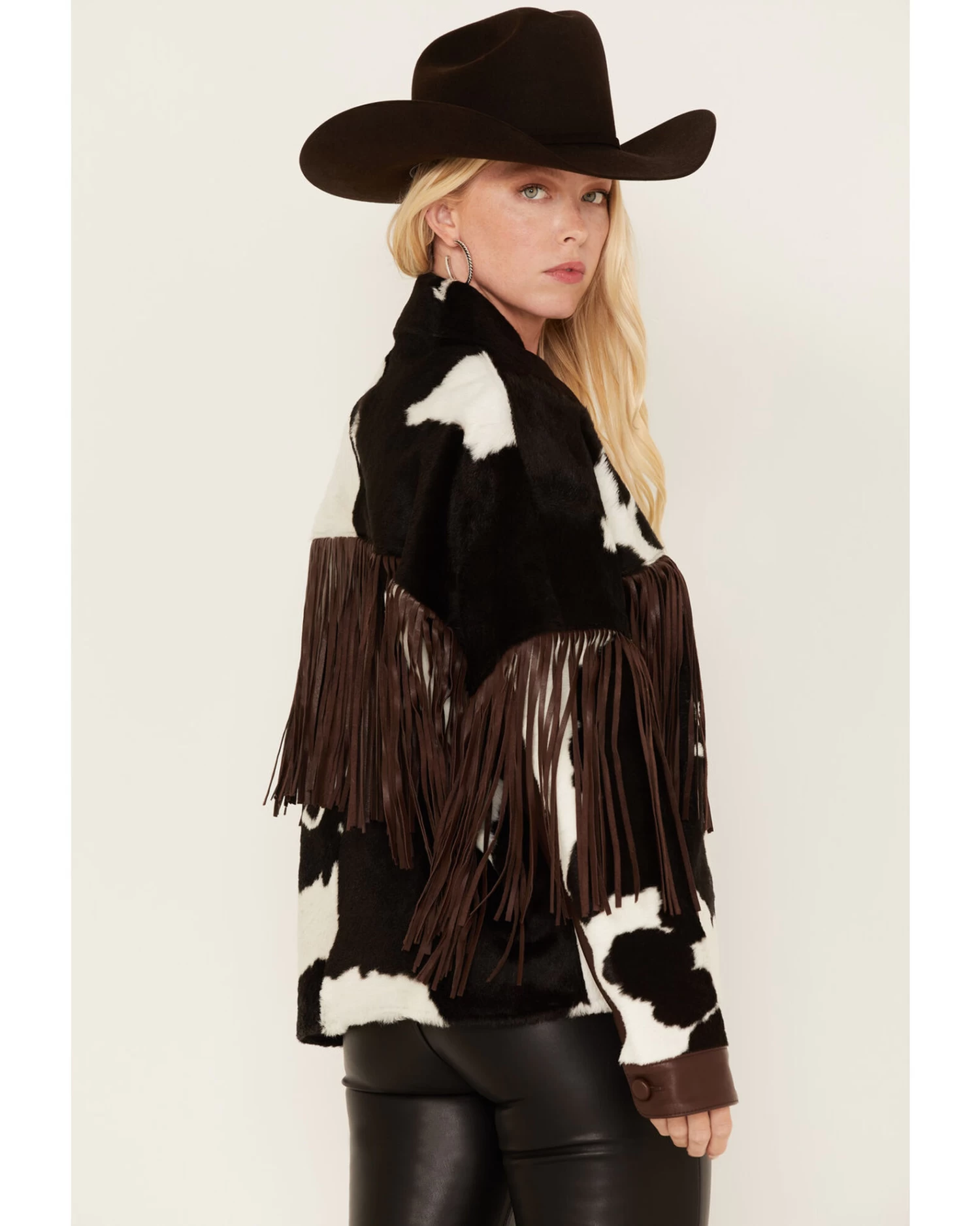 DANCASSAB Women's Taylor Hair-On Hide Fringe Jacket 4 DANCASSAB Women's Taylor Hair-On Hide Fringe Jacket - Image 4