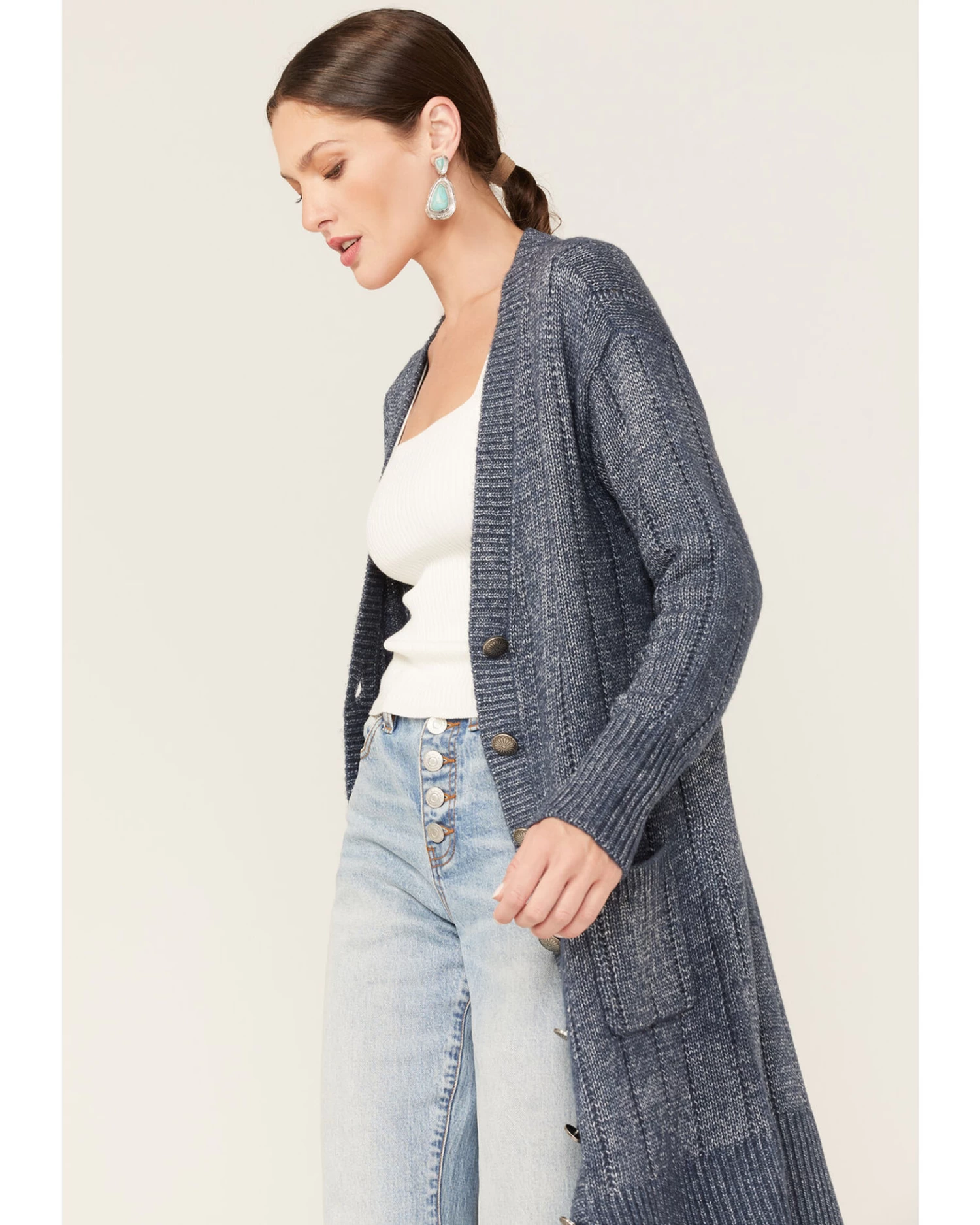 Cleo + Wolf Women's Marled Cardigan Sweater 2 Cleo + Wolf Women's Marled Cardigan Sweater - Image 2