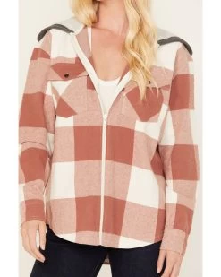 Cleo + Wolf Women's Buffalor Plaid Print Hooded Flannel Shirt -Western Chic Shop 2000380772 200 P3