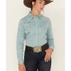 Rough Stock By Panhandle Women's Long Sleeve Pearl Snap Western Shirt