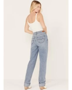 Cleo + Wolf Women's Medium Wash Short Straight Cuffed Jeans -Western Chic Shop 2000381494 414 P3