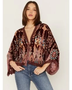 Johnny Was Women's Geo Print Burnout Dazy Kimono