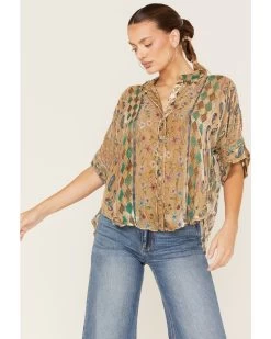 Johnny Was Women's Sugar Burnout Paisley Print Lynn Shirt