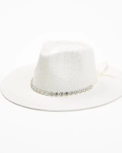 Nikki Beach Women's White Krystal Australian Toyo Fedora Hat