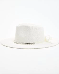 Nikki Beach Women's White Krystal Australian Toyo Fedora Hat -Western Chic Shop 2000382163 100 P3