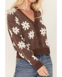 Beyond The Radar Women's Daisy Flower Print Knit Cardigan -Western Chic Shop 2000382200 200 P3