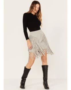 Wonderwest Women's Suede Fringe Mini Skirt