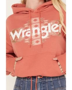 Wrangler Retro Women's Southwestern Print Logo Cropped Long Sleeve Hoodie -Western Chic Shop 2000382594 600 P3