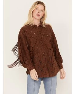 Shyanne Women's Lace Fringe Button-Down Shacket